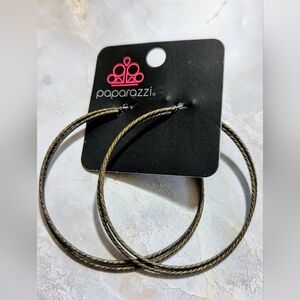 Paparazzi Antiqued Brass Twisted Hoop Earrings